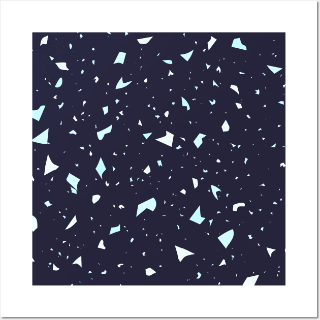 Terrazzo Pattern Navy Blue Wall Art by ArunikaPrints